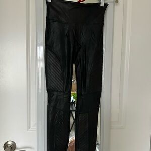 SPANX Faux Leather Black Moto Leggings